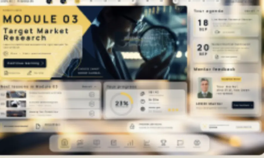 Student dashboard — module progress and mentor feedback